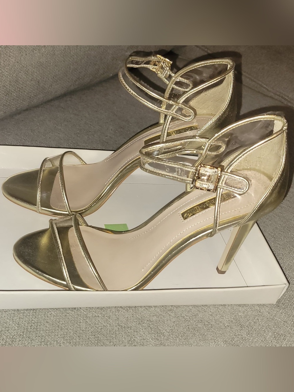 BCBGeneration Metallic Gold Strappy High Heel Sandals
